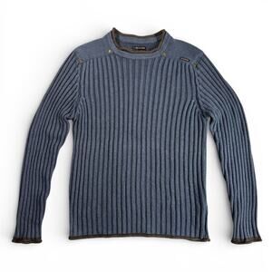 VTG Energie Miss Sixty Ribbed Knit Sweater Mens XL Slim Blue Y2K Italy Designer